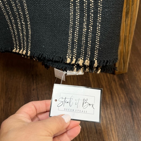 Other - Blanket Black w/Cream Vertical Stripe elegant